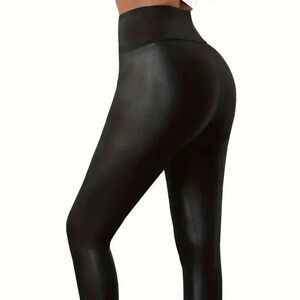 Faux Pu Leather Slim Fit Yoga Tight Pants